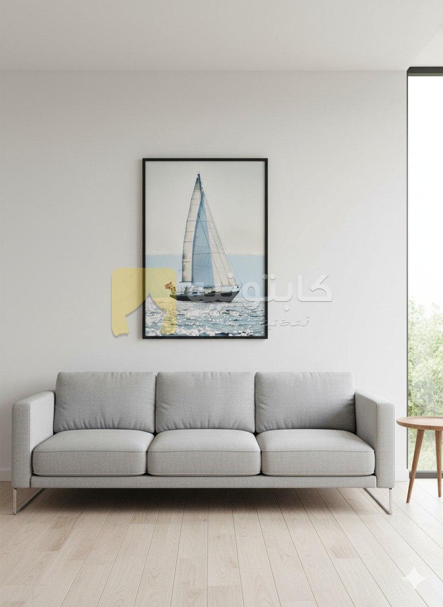 تابلوه خشب مودرن بتصميم مركب شراعي – مقاس 40×60 سم