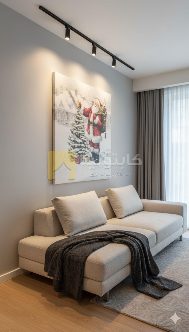 تابلوه قماش برنت مودرن بتصميم فني مبهج يجسد أجواء الكريسماس الساحرة مقاس 40×60 سم