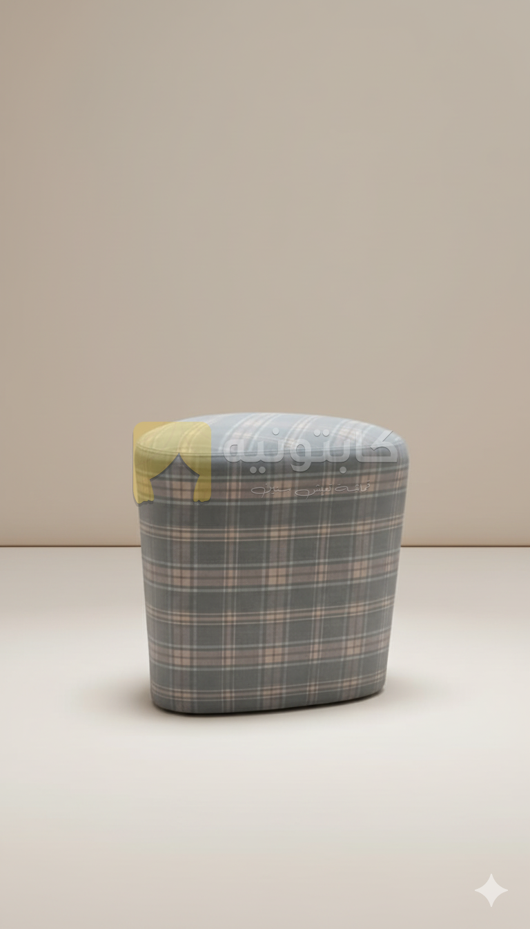 بوف مودرن منجد بقماش كاروهات أنيق – تصميم دائري عصري