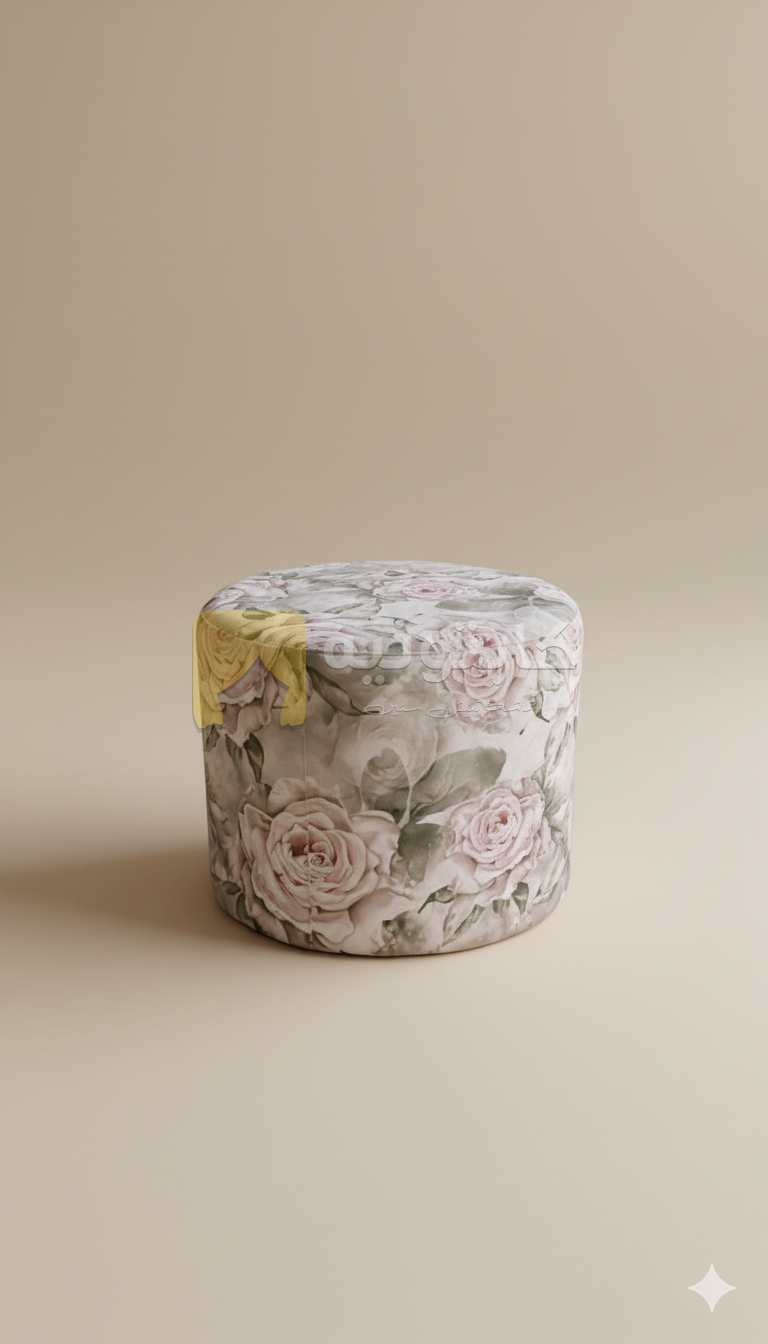 بوف مودرن بطباعة وردية فاخرة | تصميم دائري أنيق